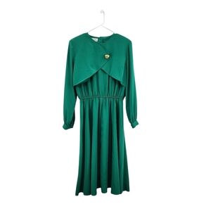 Hana Sung Vintage Women's Plus Size Gold Button Blazer Midi Dress - 14